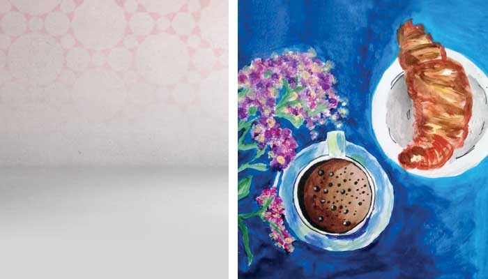 فنجان قهوة وقطعة كرواسون